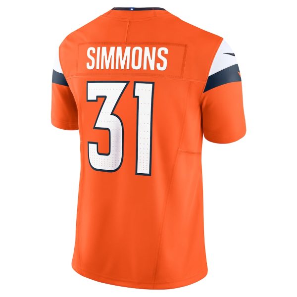 Men's Denver Broncos Justin Simmons Nike Orange Vapor F.U.S.E. Limited Jersey - GNE DROP317