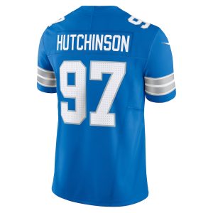 Men's Detroit Lions Aidan Hutchinson Nike Blue Vapor F.U.S.E. Limited Jersey - GNE DROP332