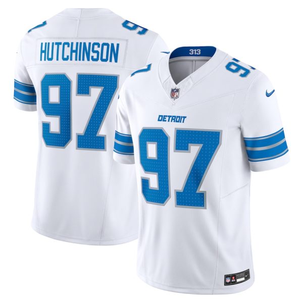 Men's Detroit Lions Aidan Hutchinson Nike White Vapor F.U.S.E. Limited Jersey - GNE DROP333