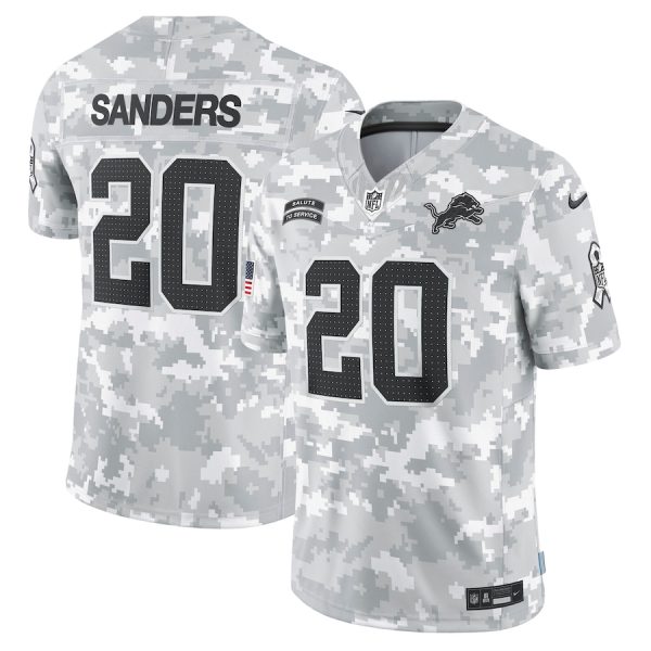 Men's Detroit Lions Barry Sanders Nike Arctic Camo 2024 Salute to Service Retired Player Limited Jersey - GNE DROP335