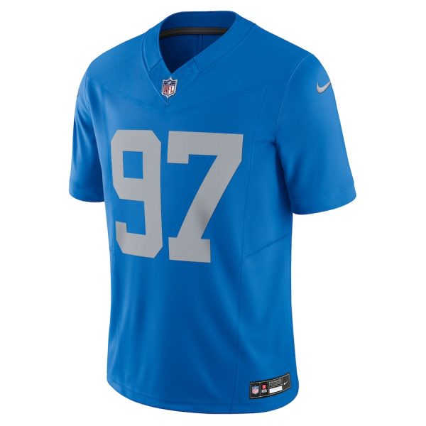 Men's Detroit Lions Aidan Hutchinson Nike Blue Vapor F.U.S.E. Alternate Limited Jersey - GNE DROP343