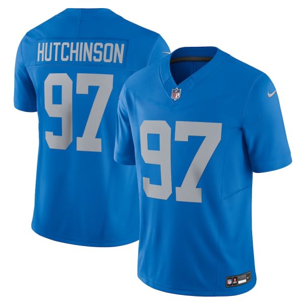 Men's Detroit Lions Aidan Hutchinson Nike Blue Vapor F.U.S.E. Alternate Limited Jersey - GNE DROP343