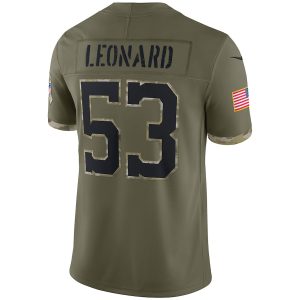 Men's Indianapolis Colts Shaquille Leonard Nike Olive Salute To Service Limited Jersey - GNE DROP361