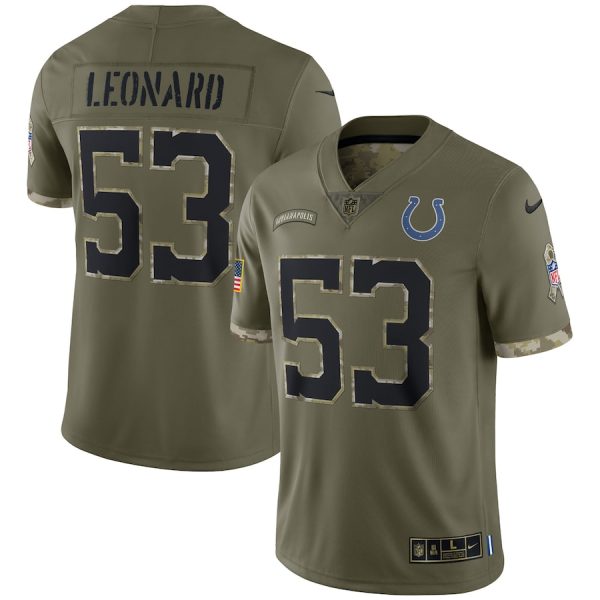 Men's Indianapolis Colts Shaquille Leonard Nike Olive Salute To Service Limited Jersey - GNE DROP361