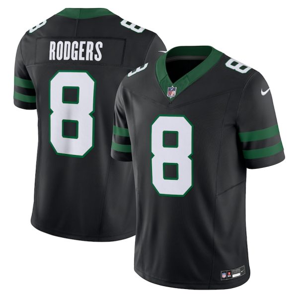 Men's New York Jets Aaron Rodgers Nike Legacy Black Alternate Vapor F.U.S.E. Limited Jersey - GNE DROP401