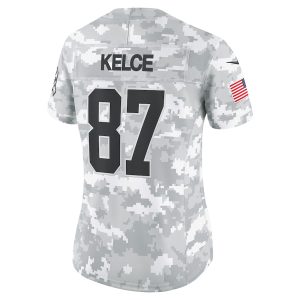 Women's Kansas City Chiefs Travis Kelce Nike Arctic Camo 2024 Salute to Service Limited Jersey - GNE DROP443