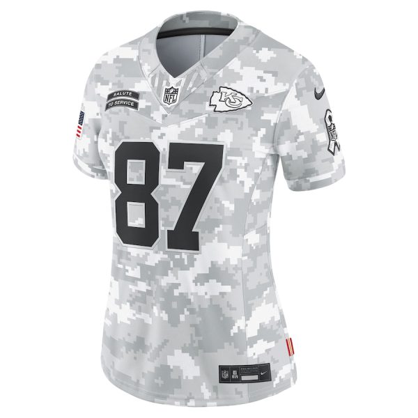 Women's Kansas City Chiefs Travis Kelce Nike Arctic Camo 2024 Salute to Service Limited Jersey - GNE DROP443