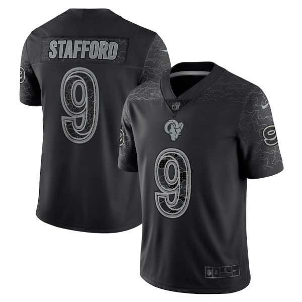 Men's Los Angeles Rams Matthew Stafford Nike Black RFLCTV Limited Jersey - GNE DROP486