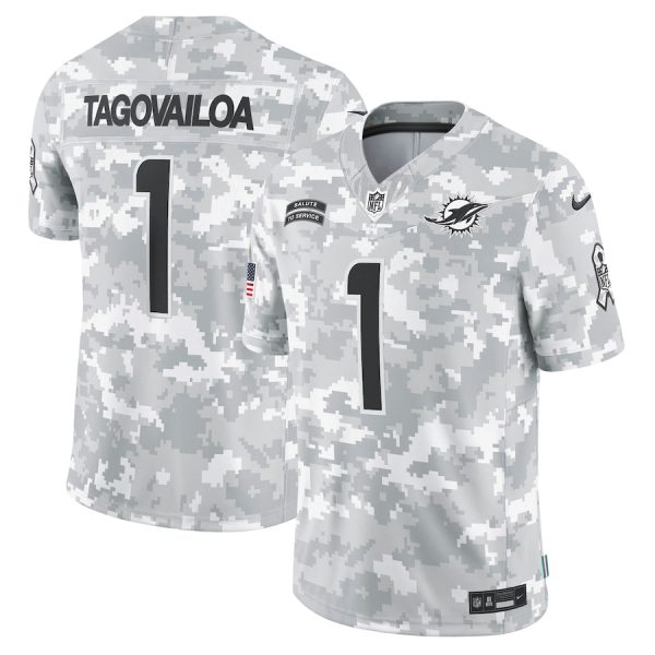 Men's Miami Dolphins Tua Tagovailoa Nike Arctic Camo 2024 Salute to Service Limited Jersey - GNE DROP504