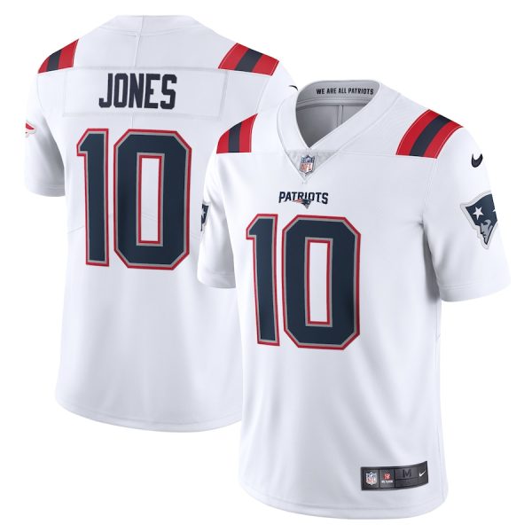 Men's New England Patriots Mac Jones Nike White Vapor Limited Jersey - GNE DROP533