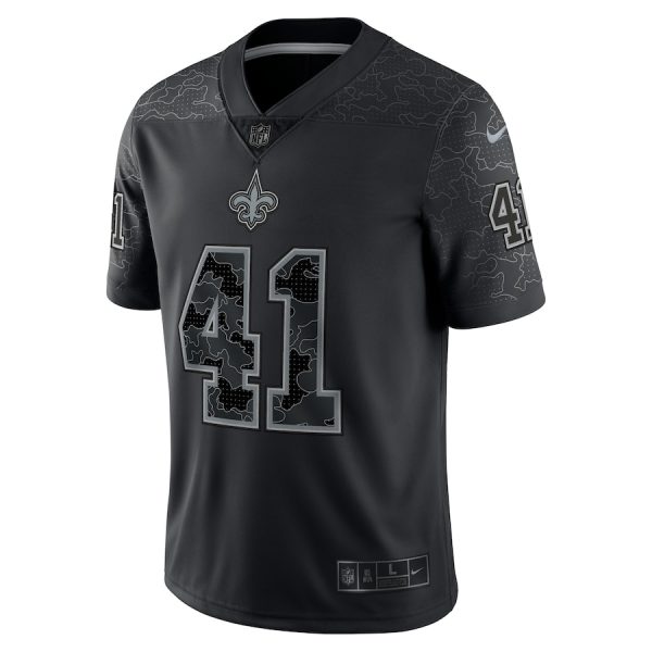 Men's New Orleans Saints Alvin Kamara Nike Black RFLCTV Limited Jersey - GNE DROP540