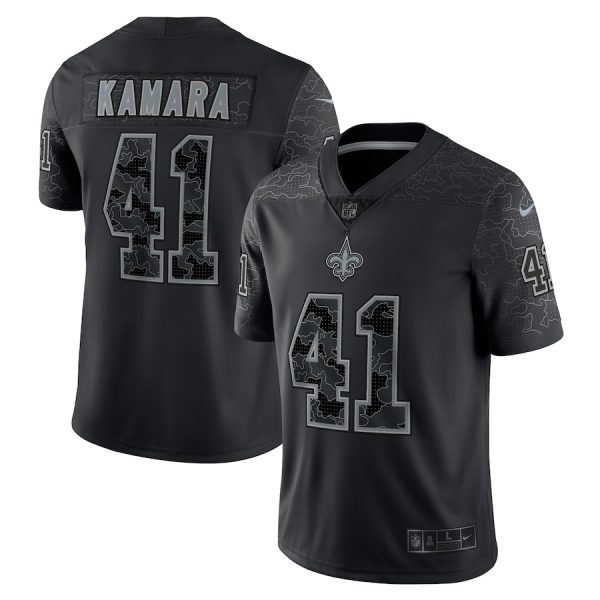 Men's New Orleans Saints Alvin Kamara Nike Black RFLCTV Limited Jersey - GNE DROP540