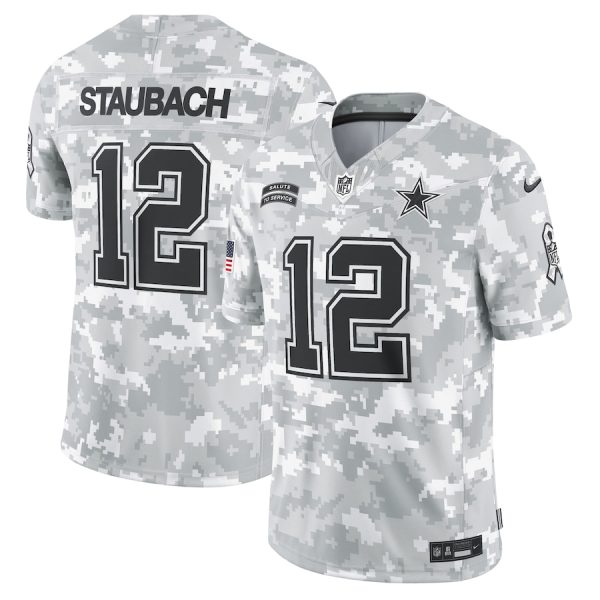 Men's Dallas Cowboys Roger Staubach Nike Arctic Camo 2024 Salute to Service Retired Player Limited Jersey - GNE DROP064