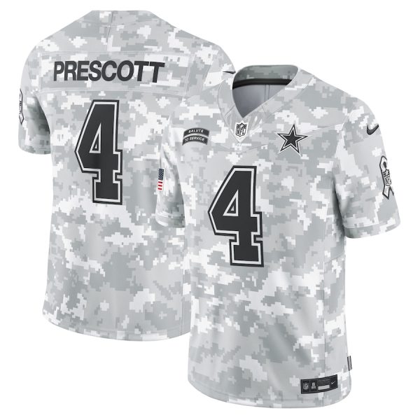 Men's Dallas Cowboys Dak Prescott Nike Arctic Camo 2024 Salute to Service Limited Jersey - GNE DROP073