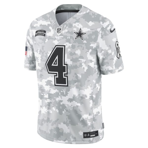 Men's Dallas Cowboys Dak Prescott Nike Arctic Camo 2024 Salute to Service Limited Jersey - GNE DROP073