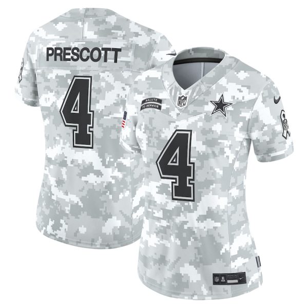 Women's Dallas Cowboys Dak Prescott Nike Arctic Camo 2024 Salute to Service Limited Jersey - GNE DROP084