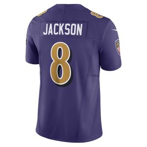 Men's Baltimore Ravens Lamar Jackson Nike Purple Vapor F.U.S.E. Limited Jersey - GNE DROP178