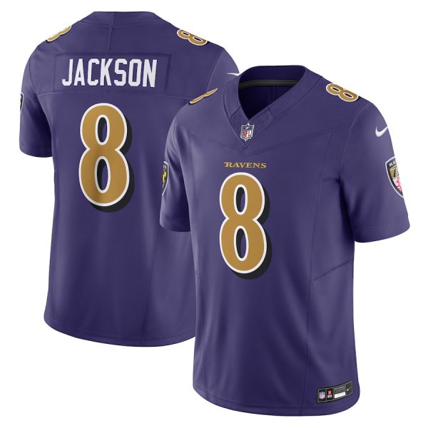 Men's Baltimore Ravens Lamar Jackson Nike Purple Vapor F.U.S.E. Limited Jersey - GNE DROP178