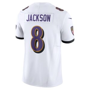 Men's Baltimore Ravens Lamar Jackson Nike White Vapor F.U.S.E. Limited Jersey - GNE DROP182