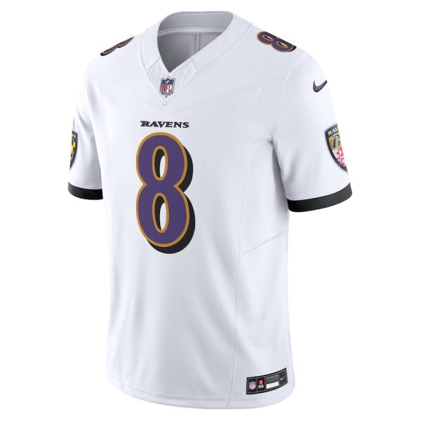 Men's Baltimore Ravens Lamar Jackson Nike White Vapor F.U.S.E. Limited Jersey - GNE DROP182