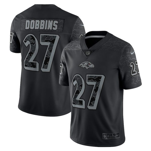 Men's Baltimore Ravens J.K. Dobbins Nike Black RFLCTV Limited Jersey - GNE DROP190