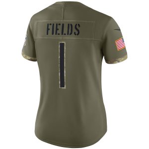 Women's Chicago Bears Justin Fields Nike Olive Salute To Service Limited Jersey - GNE DROP237