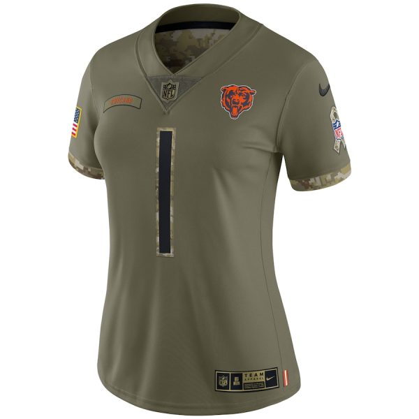 Women's Chicago Bears Justin Fields Nike Olive Salute To Service Limited Jersey - GNE DROP237