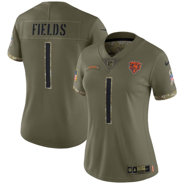 Women's Chicago Bears Justin Fields Nike Olive Salute To Service Limited Jersey - GNE DROP237