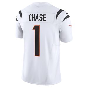 Men's Cincinnati Bengals Ja'Marr Chase Nike White Vapor F.U.S.E. Limited Jersey - GNE DROP245