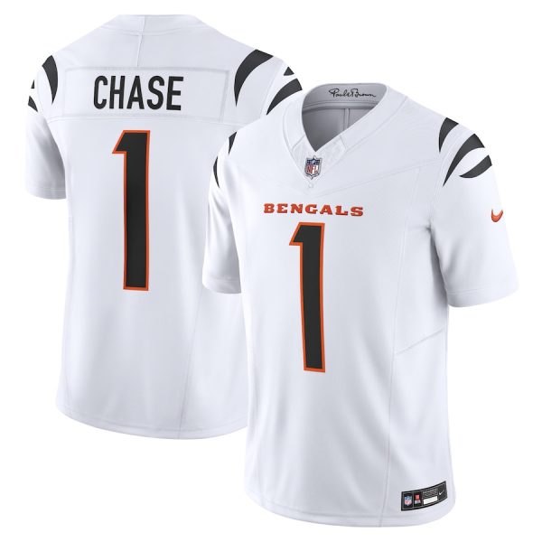 Men's Cincinnati Bengals Ja'Marr Chase Nike White Vapor F.U.S.E. Limited Jersey - GNE DROP245