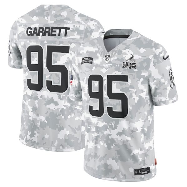 Men's Cleveland Browns Myles Garrett Nike Arctic Camo 2024 Salute to Service Limited Jersey - GNE DROP294