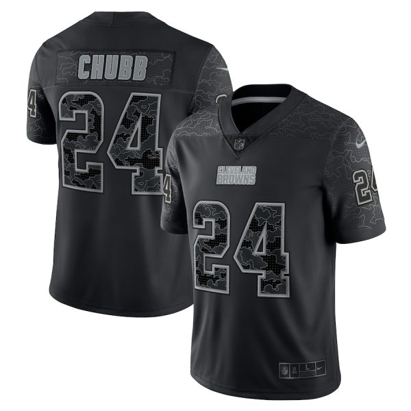 Men's Cleveland Browns Nick Chubb Nike Black RFLCTV Limited Jersey - GNE DROP297