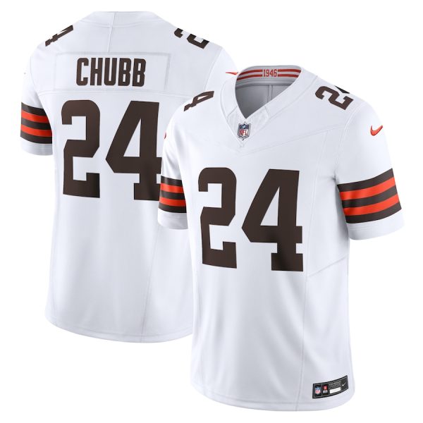 Men's Cleveland Browns Nick Chubb Nike White Vapor F.U.S.E. Limited Jersey - GNE DROP302