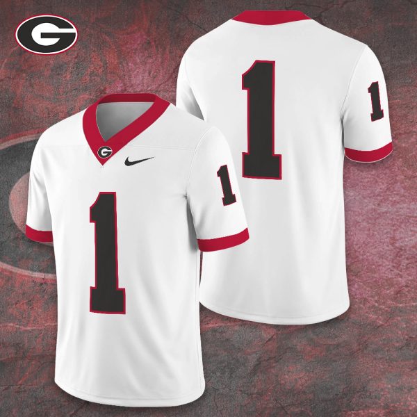 Georgia Bulldogs Football 3D Football Jersey w. Collar Logo - TANTN 10019