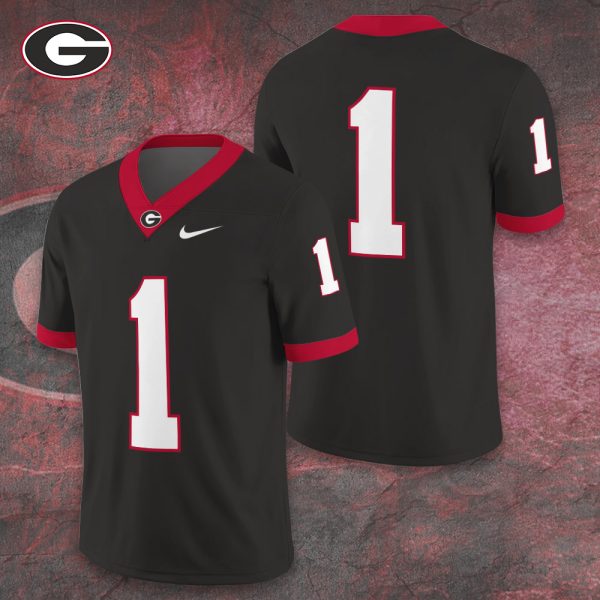 Georgia Bulldogs Football 3D Football Jersey w. Collar Logo - TANTN 10020