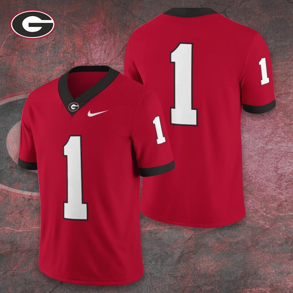 Georgia Bulldogs Football 3D Football Jersey w. Collar Logo - TANTN 10021