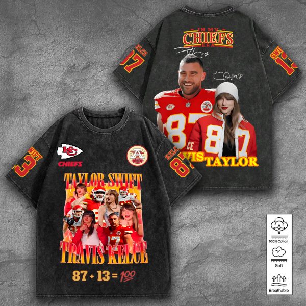 Kansas City Chiefs 2D Acid Washed Cotton Shirt - TANTN 10196