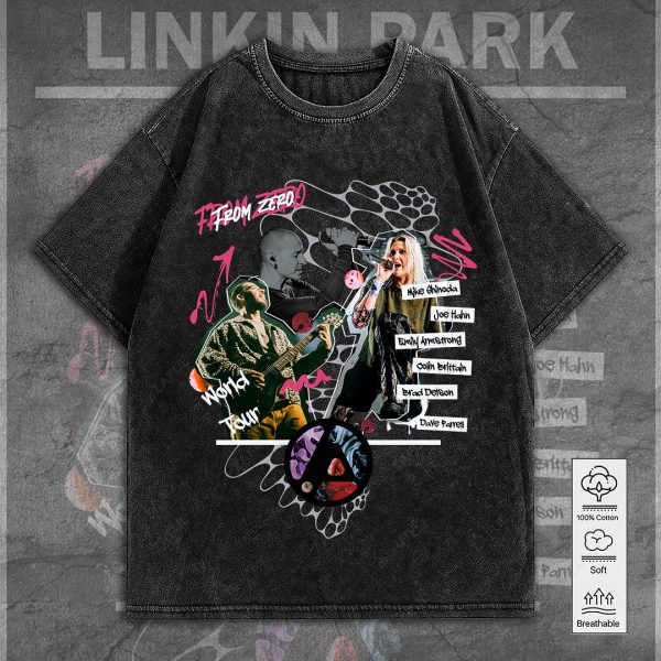 Linkin Park 2D Acid Washed Cotton Shirt - GNE 2377