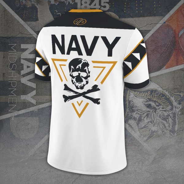 Navy Midshipmen Football 3D Football Jersey w. Collar Logo - MAITM 9292