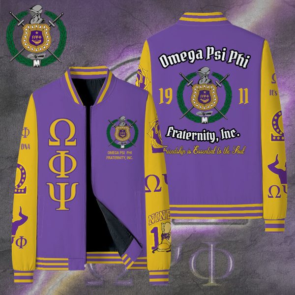 Omega Psi Phi Zip Baseball Jacket with Lining - TANTN 10137