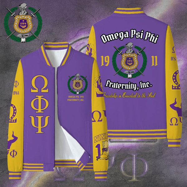 Omega Psi Phi Zip Baseball Jacket with Lining - TANTN 10137