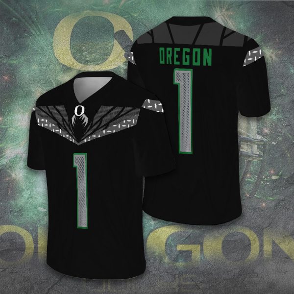 Oregon Ducks Football 3D Football Jersey w. Collar Logo - TANTN 10022