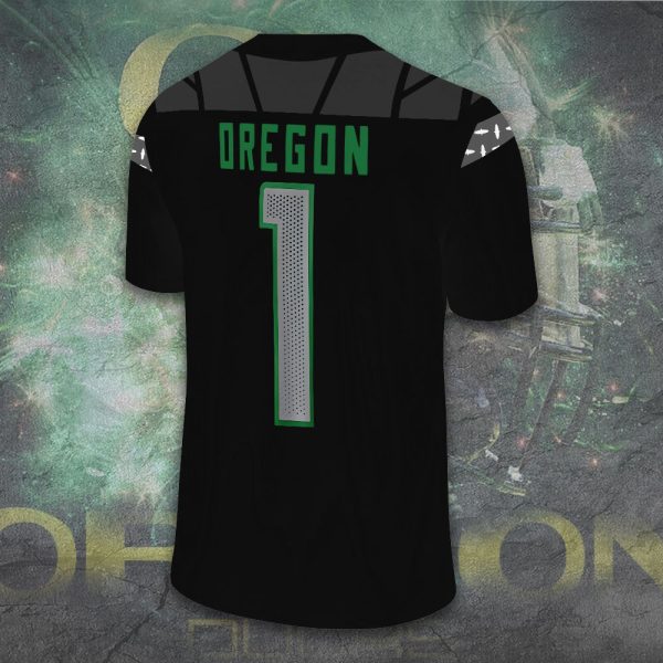 Oregon Ducks Football 3D Football Jersey w. Collar Logo - TANTN 10022