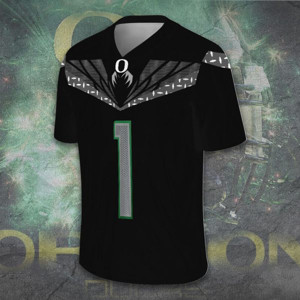 Oregon Ducks Football 3D Football Jersey w. Collar Logo - TANTN 10022