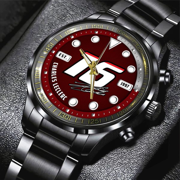 Scuderia Ferrari x Charles Leclerc Black Stainless Steel Watch - HOATT 7689