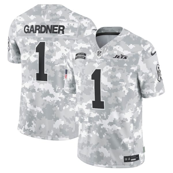 Men's New York Jets Sauce Gardner Nike Arctic Camo 2024 Salute to Service Limited Jersey - GNE DROP412