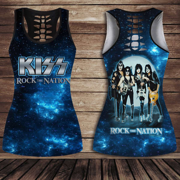 Kiss Band Hollow Tank Top Leggings - GNE 2595