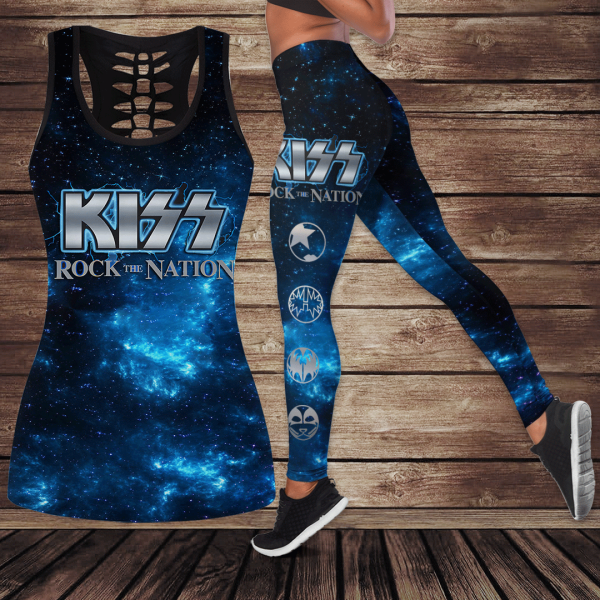 Kiss Band Hollow Tank Top Leggings - GNE 2595