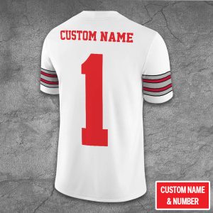 Personalized Ohio State Buckeyes Football 3D Football Jersey w. Collar Logo - TANTN 10611