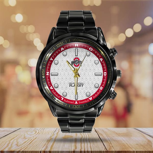 Ohio State Buckeyes Football Black Stainless Steel Watch - TANTN 10546